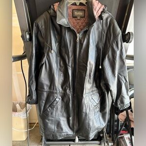 Wilson’s Leather Zip-Up Coat with Detachable Hood, L